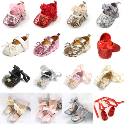 Vista 2 de Antheron Baby Girls Mary Jane Flats - Mocasines para bebé con suela suave, diseño floral brillante