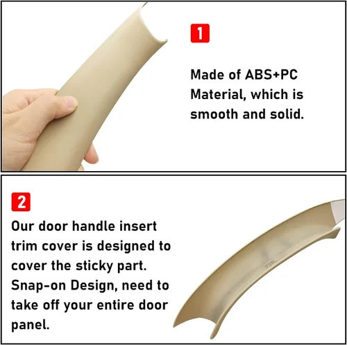 Vista 3 de Jaronx Compatible con fundas de manija de puerta BMW X3 F25/X4 F26, 3 piezas fundas interiores para manija de tirador de puerta para BMW X3 F25 Beige