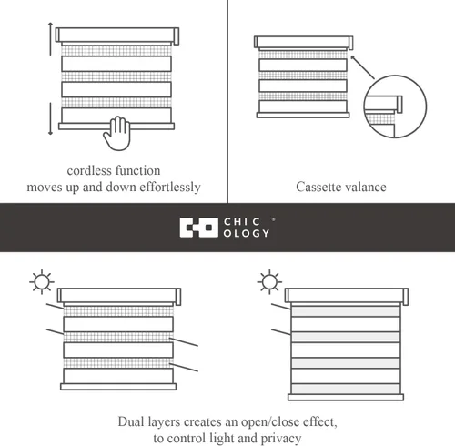 Vista 6 de CHICOLOGY Persianas de cebra personalizadas, persianas de cebra para ventanas, persianas de cebra para ventanas, persianas de cebra sin cable
