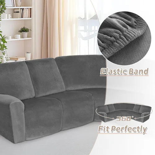 Vista 58 de Arfntevss Fundas de sofá seccional reclinable de terciopelo, Funda de sofá seccional de esquina para sofá reclinable, Funda elástica suave