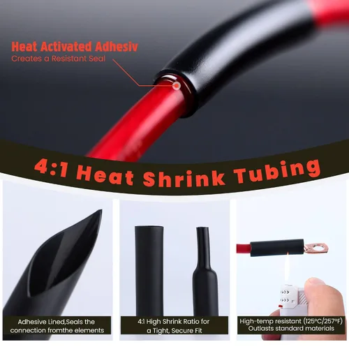 Vista 19 de TKDMR - Kit de 264 piezas de extremos de cable de batería, 132 piezas de terminales de anillo de lengüetas de cable de cobre resistentes AWG 8 6 4 2