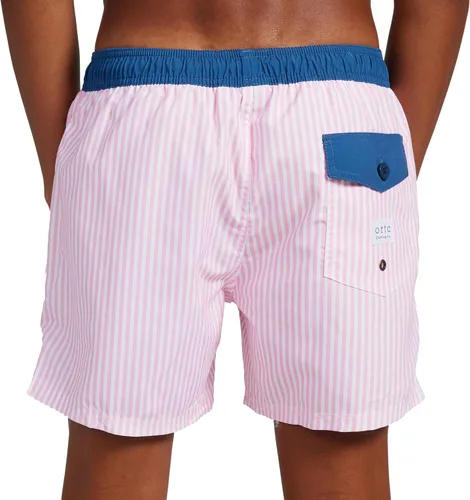 Vista 6 de ORTC - Bañador varonil azul marino o rosa, rayas, cintura azul, traje de baño de secado rápido para hombre, malla - 100% poliéster reciclado