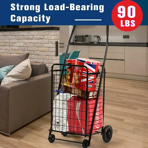 Vista 6 de FiveShops Carrito utilitario con ruedas para ser utilizado como carrito de compras, carrito de comestibles, carrito de lavandería y carrito