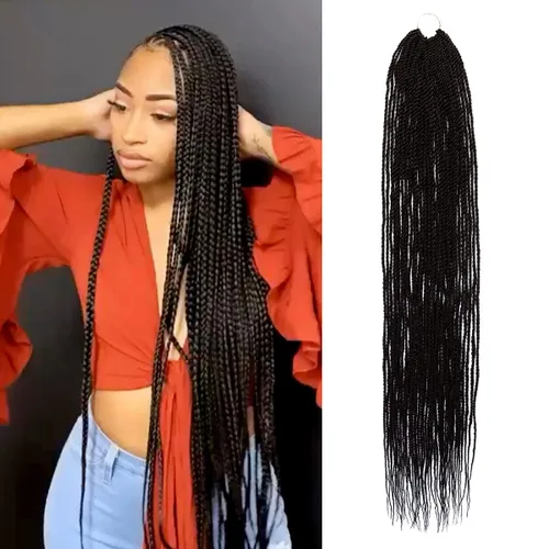 Vista 25 de AU-THEN-TIC Cabello senegalés con trenzas de ganchillo de 22 pulgadas, paquete de 2 paquetes de 40 mechones por paquete, extensiones de cabello