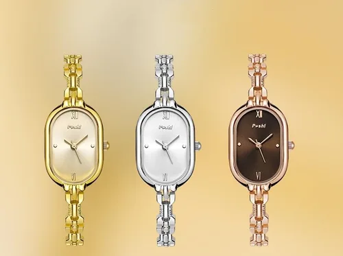 Vista 7 de Elegante reloj ovalado impermeable dorado vintage reloj ajustable de acero inoxidable pulsera de cuarzo para mujer