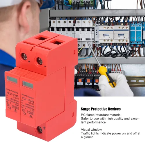 Vista 4 de 2pcs 2P dispositivos de protección 40KA DC pararrayos fotovoltaico con control remoto (DC 500V)