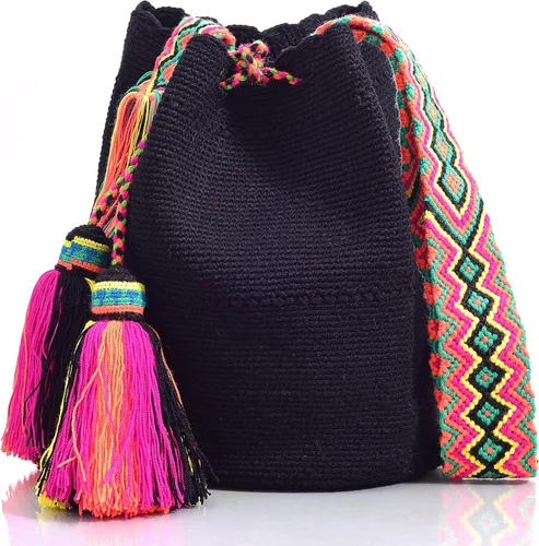 Vista 2 de Wayuu Classic Boho Collection - Bolso de mano tejido de ganchillo para playa