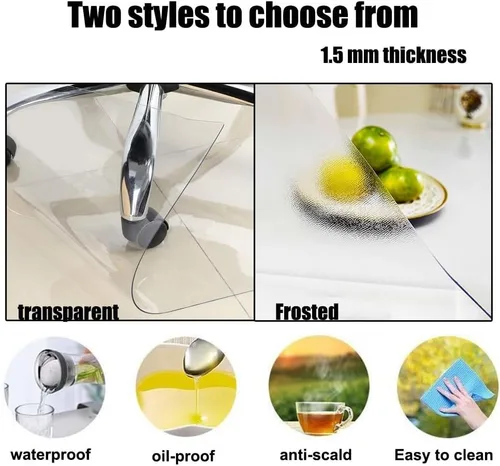 Vista 3 de Tapete para silla de oficina para suelo de madera dura, tapete protector transparente de 0.06 pulgadas de grosor, tapete protector de piso