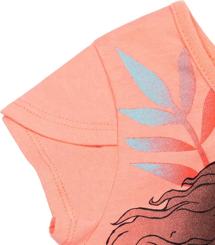 Vista 4 de Disney Princess Moana Frozen - Conjunto de 3 piezas de camiseta de tul con falda de malla y coletero para niñas pequeñas a grandes