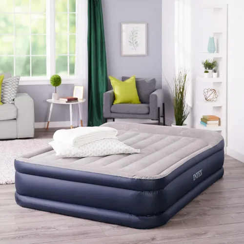 Vista 7 de Colchón de aire elevado Intex Dura-Beam serie estándar, de lujo, con apoya almohadas y funda en relieve suave para mayor comodidad