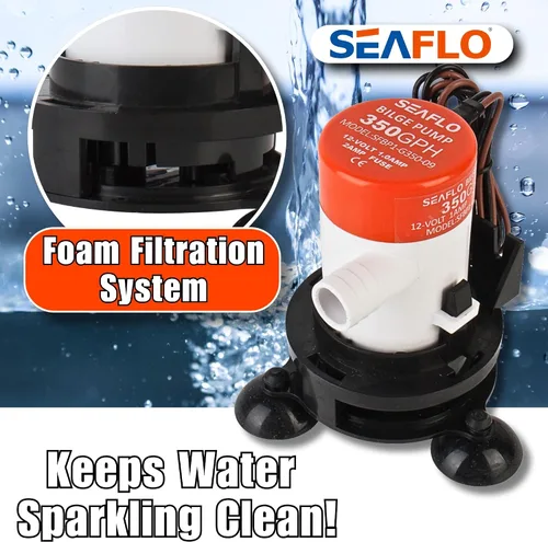 Vista 7 de SEAFLO Kit de bomba de aireación Livewell portátil serie 09 – 12 V, 350 GPH, sumergible, cabezal rociador ajustable, funcionamiento silencioso