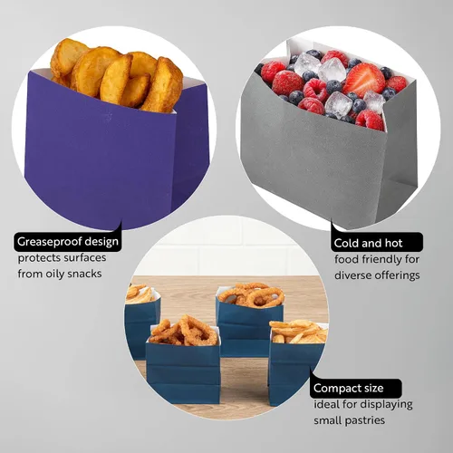 Vista 3 de Restaurantware Bag Tek - Bolsas de papel de 3.9 x 2.3 x 3.8 pulgadas para aperitivos, 100 bolsas de papel pequeñas para alimentos, bolsas