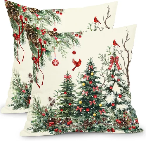 Vista 27 de Juego de 2 fundas de almohada de hojas de plantas tropicales de 20 x 20 pulgadas, juego de 2 fundas de almohada cuadradas de lino de algodón y hojas