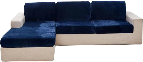 Vista 10 de Fundas elásticas de cojín para sofá, funda de cojín de terciopelo en forma de L para sofá chaise longue, funda de asiento de sofá seccional