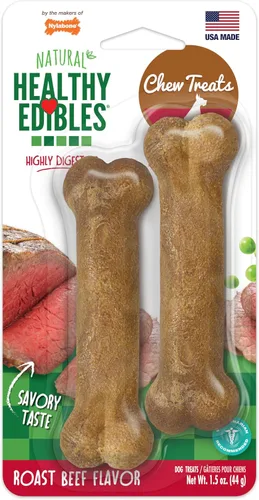 Vista 23 de Nylabone Healthy Edibles Masticables Naturales para Perros de Larga Duración con Sabor a Tocino para Perros, X-Pequeño/Muy Pequeño (2 Unidades)