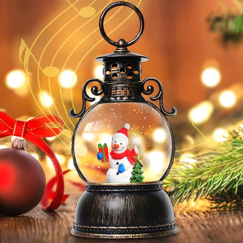 Vista 7 de Globos de nieve grandes de Navidad, globo de nieve musical de 13.8 pulgadas, globo de nieve de tren giratorio, 8 canciones, temporizador de 6 horas