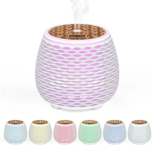 Vista 2 de Paquete de 2 difusores esenciales de trabajo silencioso de 4.7 fl oz de 4.7 fl oz de 25 dB, difusor de aromaterapia, humidificador de niebla fría