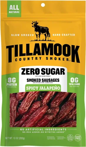 Vista 13 de Tillamook Country Smoker - Salchichas ahumadas aptas para dietas cetogénicas, sin azúcar, sabor original, 10 onzas
