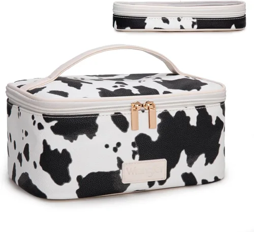 Vista 12 de Wrangler - Bolsa de maquillaje de viaje, 2 piezas, bolsa de cosméticos con Vaca café
