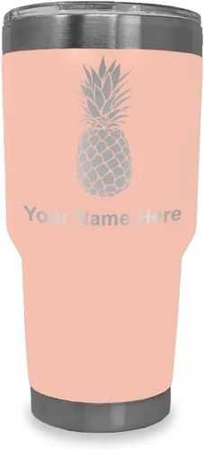 Vista 8 de LaserGram Vaso aislado al vacío de 20 onzas, piña, grabado personalizado incluido (negro)