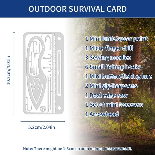 Vista 7 de SooGree Tarjetas de supervivencia, herramienta de campamento multiherramienta, kit EDC para senderismo al aire libre, pesca, caza, supervivencia