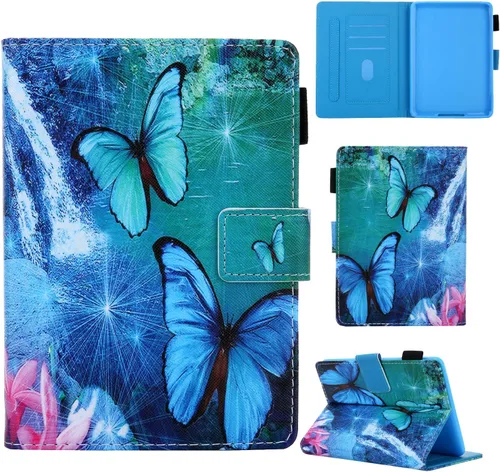 Vista 16 de Funda tipo libro para Kindle Paperwhite de 10ª/7ª/6ª/5ª generación, funda protectora ligera con ranuras para tarjetas, encendido automático
