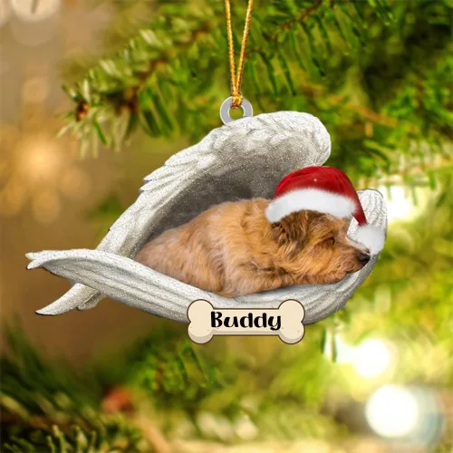 Vista 111 de Afghan Hounds - Adorno de Navidad con alas de ángel durmiente, recuerdo personalizado para perros 2024, adorno de forma acrílica, regalos