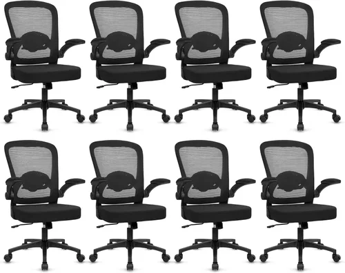 Vista 22 de Sillas de escritorio de oficina con ruedas, silla ergonómica de malla con soporte lumbar de altura ajustable, silla giratoria para computadora