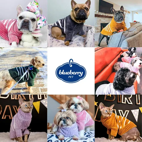 Vista 4 de Blueberry Pet Suéter de Chenilla Suave y Acogedor Elegante a Rayas para Perro en Rojo Borgoña, Longitud de Espalda 10", Paquete de 1 Prenda