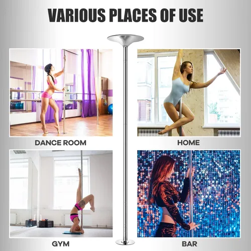 Vista 8 de Bastón de baile de silicona, poste de stripper extraíble, poste de stripper estático y giratorio de 360 grados, equipo de gimnasio para fitness