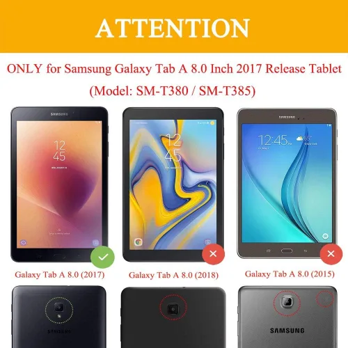 Vista 2 de Funda Folio Para Galaxy Tab A 8.0 2017 Modelo T380/T385, Funda Protectora De Cuero De La PU Premium Para Samsung Galaxy Tab A 8.0 Pulgadas 2017 Negro