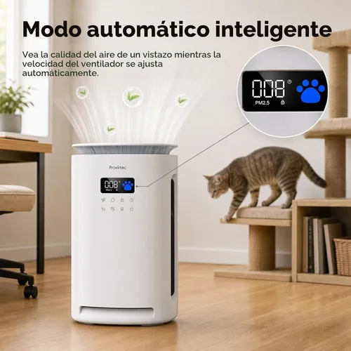 Vista 5 de Provirtec Purificador de aire para mascotas para el hogar con 2 prefiltros