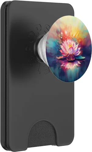 Vista 7 de PopSockets de acuarela de meditación de yoga de flor de loto PopGrip intercambiable