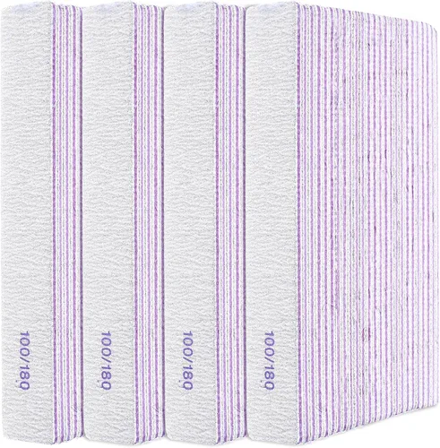 Vista 7 de YUXIANLB 100 limas de uñas de grano 100/180 profesionales reutilizables para uñas, lima de uñas lavables de doble cara, herramientas de manicura