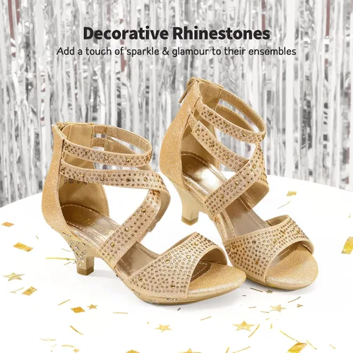 Vista 3 de DREAM PAIRS Sandalias de tacón bajo para niñas