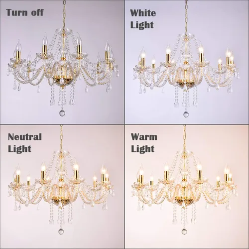 Vista 3 de lámparas de araña de cristal K9 tipo candelabro con 10 luces, lámpara colgante para techo, lámpara de montaje para comedor, sala de estar