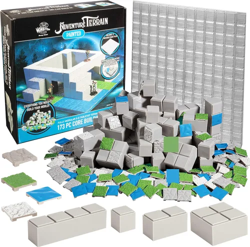 Vista 15 de Monster Adventure Terrain - Juego de mejora de constructor (212 piezas) - Sistema de mazmorra intercambiable 3D con 24 azulejos nuevos - Construye