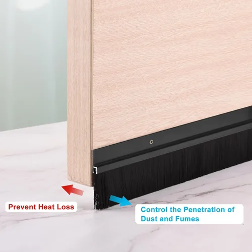 Vista 4 de uxcell 2 piezas barredor de cepillo inferior para puerta forma H base de aleación de aluminio con cepillo de nailon de 0.4 pulgadas para hogar