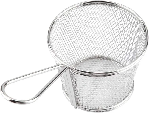 Vista 8 de Cesta para freír profundamente, mini chips de acero inoxidable, cestas para freír alimentos, colador de presentación de alimentos, herramienta