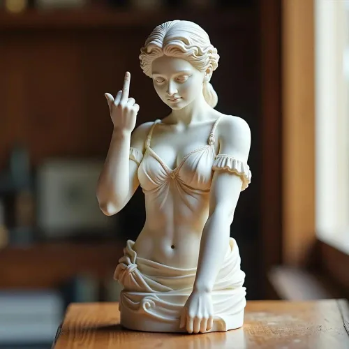 Vista 5 de Venus con estatua de actitud, figura de resina de dedo medio sin complejos, decoración de arte moderno atrevida para el hogar y la oficina, estatua
