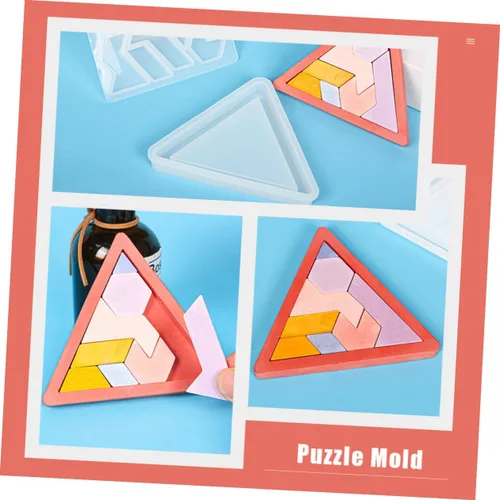 Vista 8 de EXCEART Juego de rompecabezas de chocolate, fundición de silicona, rompecabezas de tangram, rompecabezas de resina DIY, 2 juegos de rompecabezas