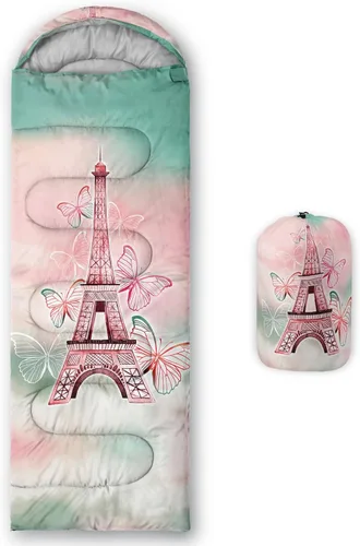 Vista 7 de HOSIMA Saco de dormir bohemio con diseño de mariposa para adultos, para clima frío y clima cálido, saco de dormir para niños, para camping