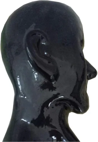 Vista 3 de Negro 3D látex máscara de goma unisex capucha rojo Teetch Cosplay tubo nasal Club sexo BA05