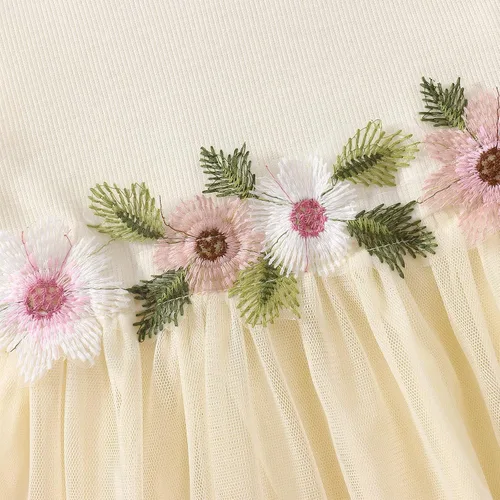 Vista 6 de Vestido de verano para niña de las flores tutú floral para niños sin mangas de punto princesa fiesta casual vestido de verano 2-7T