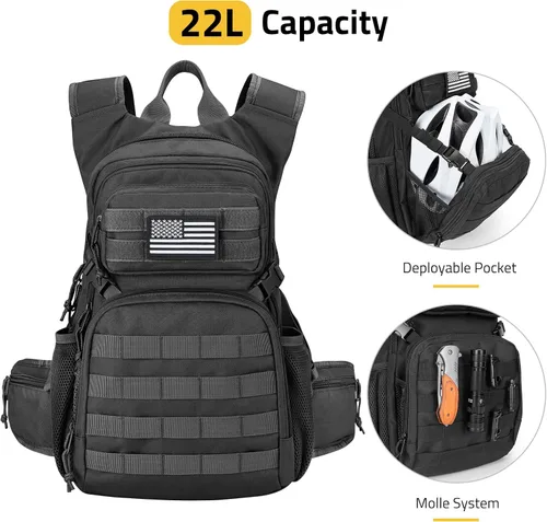 Vista 2 de CVLIFE Paquete de hidratación táctica de 3 litros, bolsa de agua ligera con vejiga para hombres y mujeres, mochila Molle resistente para senderismo