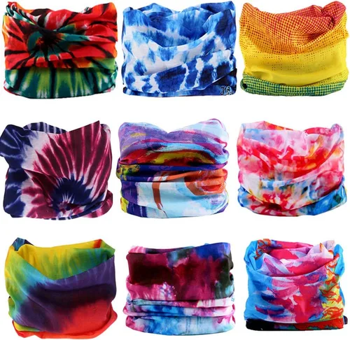 Vista 9 de Bandana para la cabeza, polaina para el cuello, bufanda, pasamontañas, máscara facial Negro (12 piezas)