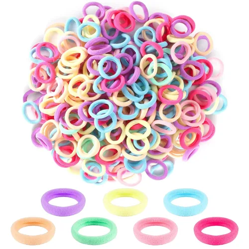 Vista 9 de 200 lazos para el pelo de bebé, bandas de algodón suave sin costuras para niñas pequeñas 1 pulgada, multicolor, suave con el cabello, fuerte