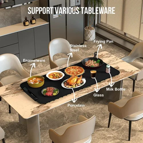 Vista 2 de Tapete de calentamiento para alimentos – Bandeja de calentamiento eléctrica, XXL (36 x 16 pulgadas), tapete calentador de alimentos