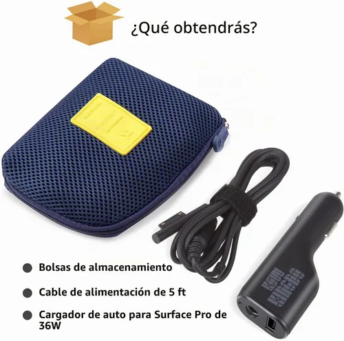 Vista 7 de Surface Pro - Cargador de coche para computadora portátil, 36 W, 12 V, 2.58 A, fuente de alimentación para Microsoft Surface Pro 3/4/5/6/Book/Go
