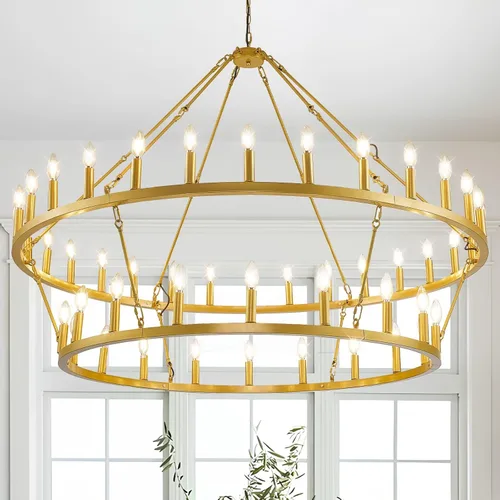 Vista 16 de Candelabro de granja de plata, lámpara de 12 luces con ruedas de carro, accesorio de luz para comedor, lámparas rústicas de isla de cocina GHDFGD-10
